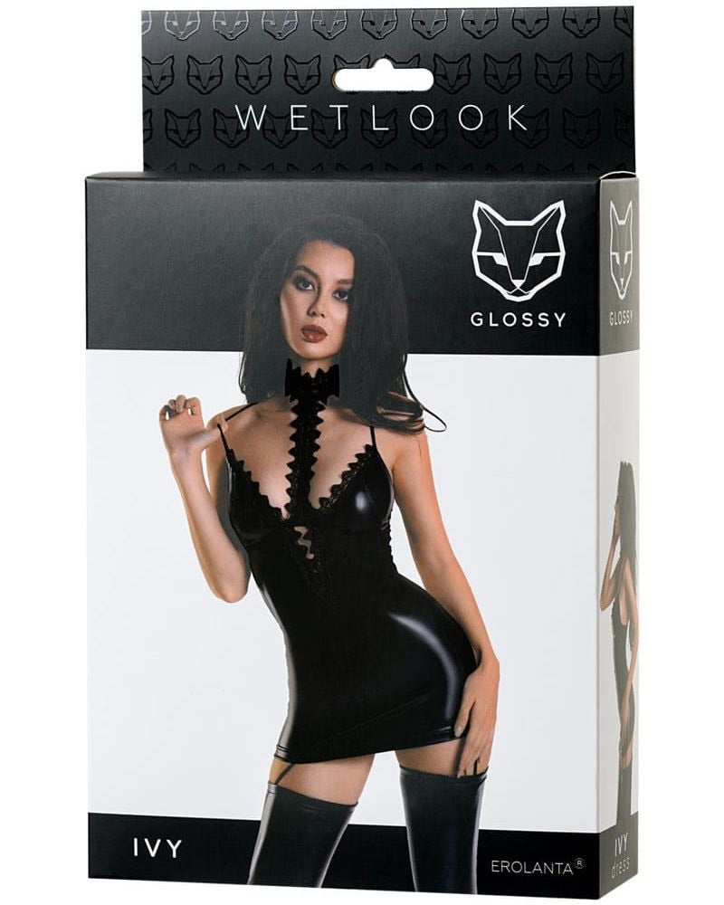 Glossy Ivy Fekete Mini ruha
