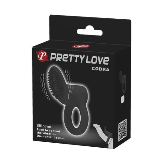 Pretty love cobra- Fekete rezgős péniszgyűrű
