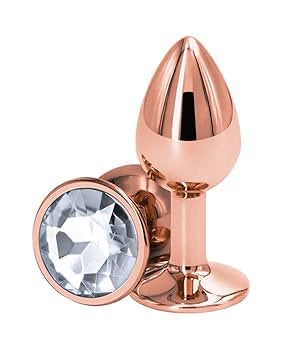 Passion Labs Butt Plug L Deluxe RoseGold Fehér Kő
