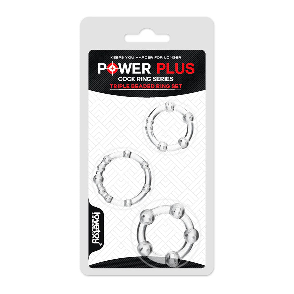 Power Plus cock Triple beaded ring set