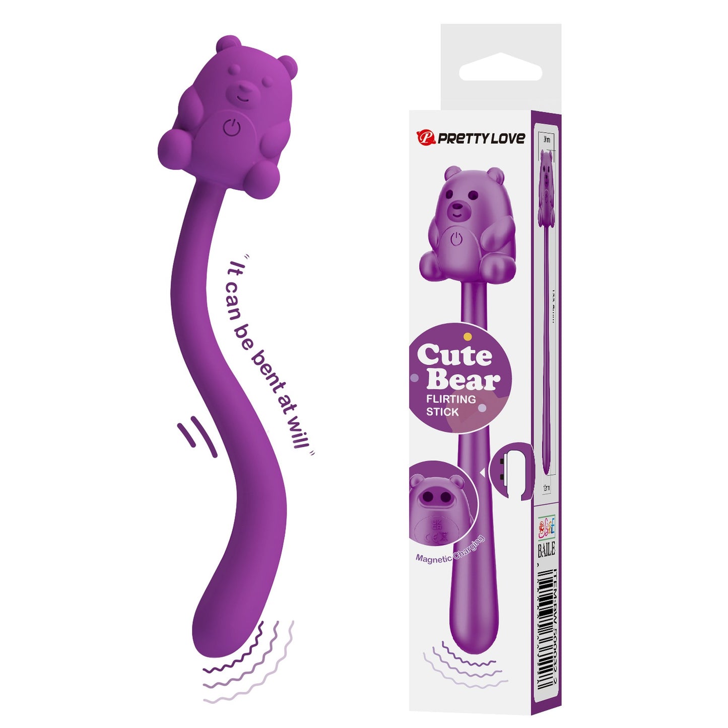 CUTE BEAR – Flirting Stick, 7 vibrációs funkció, mágneses USB töltés