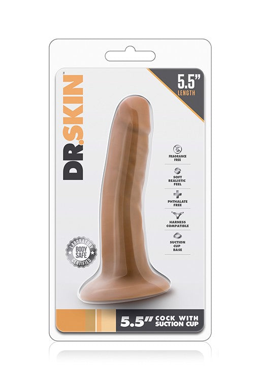 DR. SKIN – 5,5" dildó tapadókoronggal (barna)