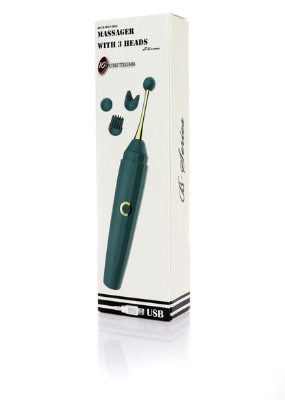 Stimulátor – 3 cserélhető fejjel, USB, 10 funkció